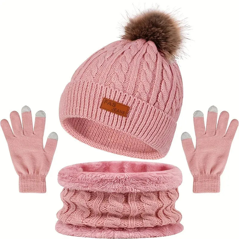 Mützen- und Handschuhset Für Winterwärme Für Damen