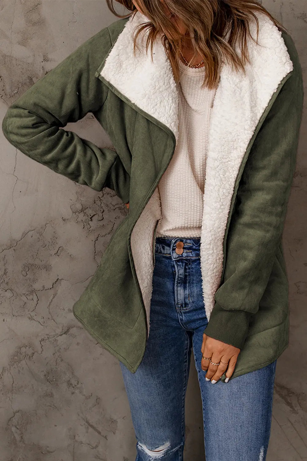 Lässiger Warmer Mantel Mit Fleece Für Damen