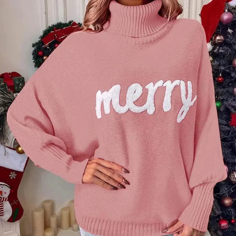 Damen-Weihnachtspullover mit Merry-Schriftzug