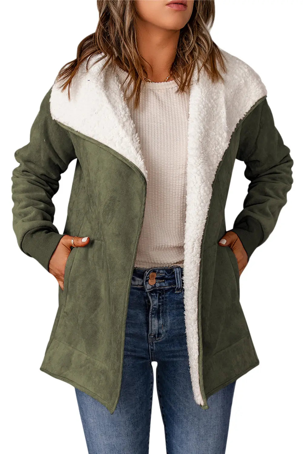 Lässiger Warmer Mantel Mit Fleece Für Damen
