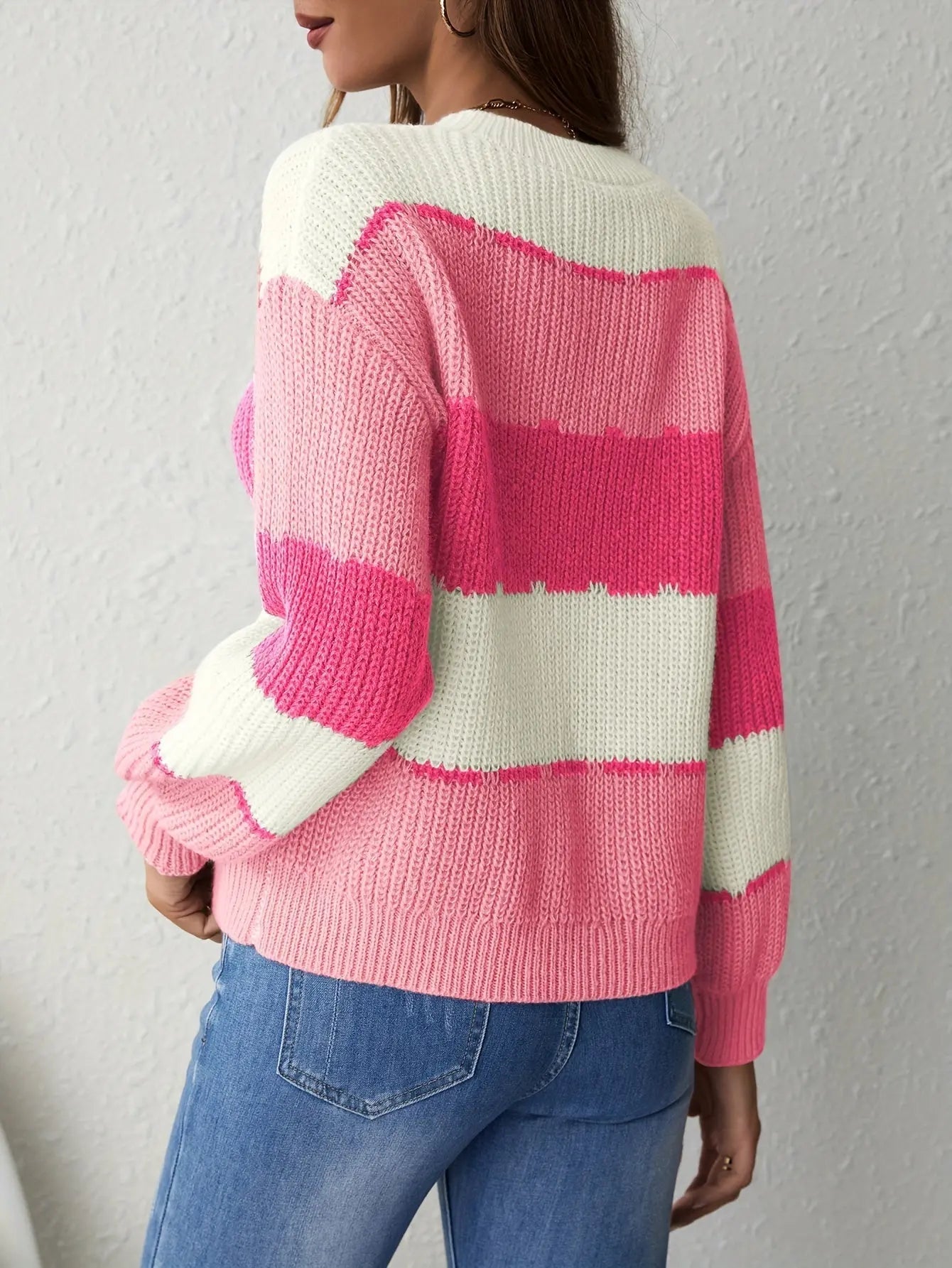 Gestreifter Strickpullover Perfekt Für Gemütliche Winter Damen