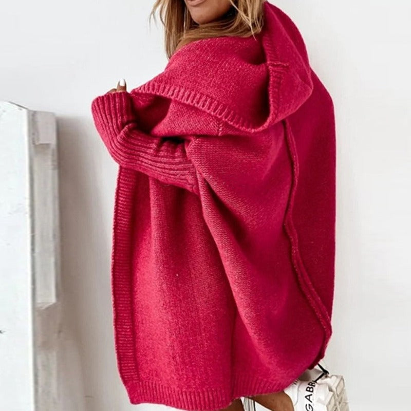 Damen-Strick-Cardigan mit Entspannter Kapuze