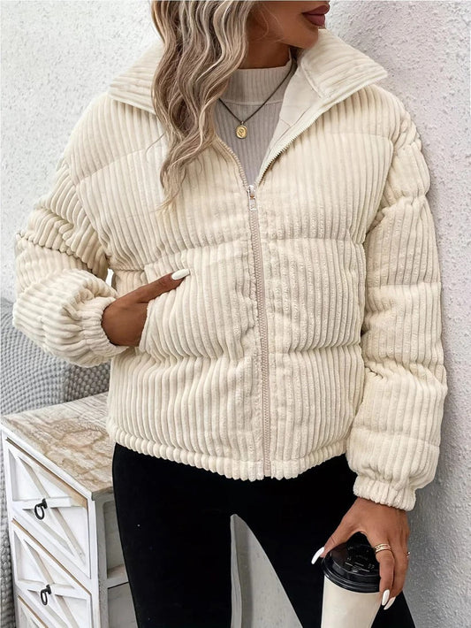 Gesteppt Gerippte Pufferjacke Damen