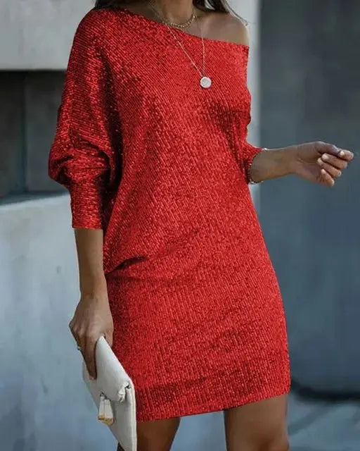 Kontrast-Paillettenkleid Für Glamouröse Abende Für Damen