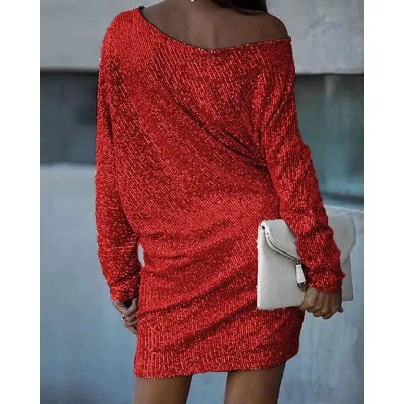 Kontrast-Paillettenkleid Für Glamouröse Abende Für Damen