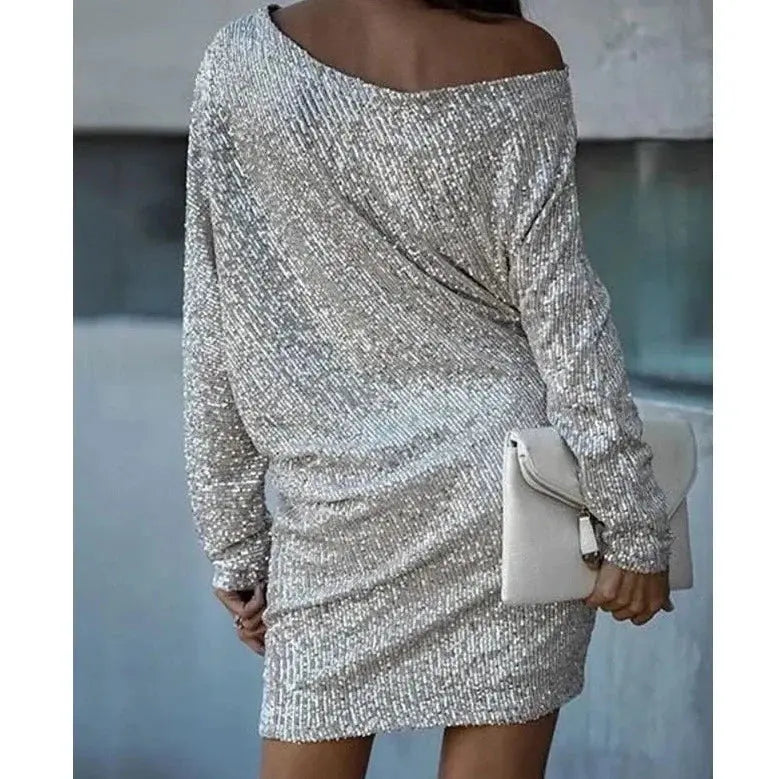 Kontrast-Paillettenkleid Für Glamouröse Abende Für Damen