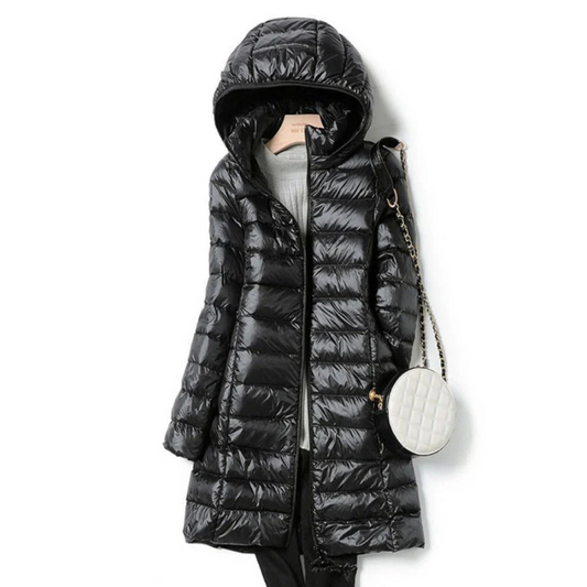 Langer Gesteppt Puffer Mantel Mit Kapuze Für Damen