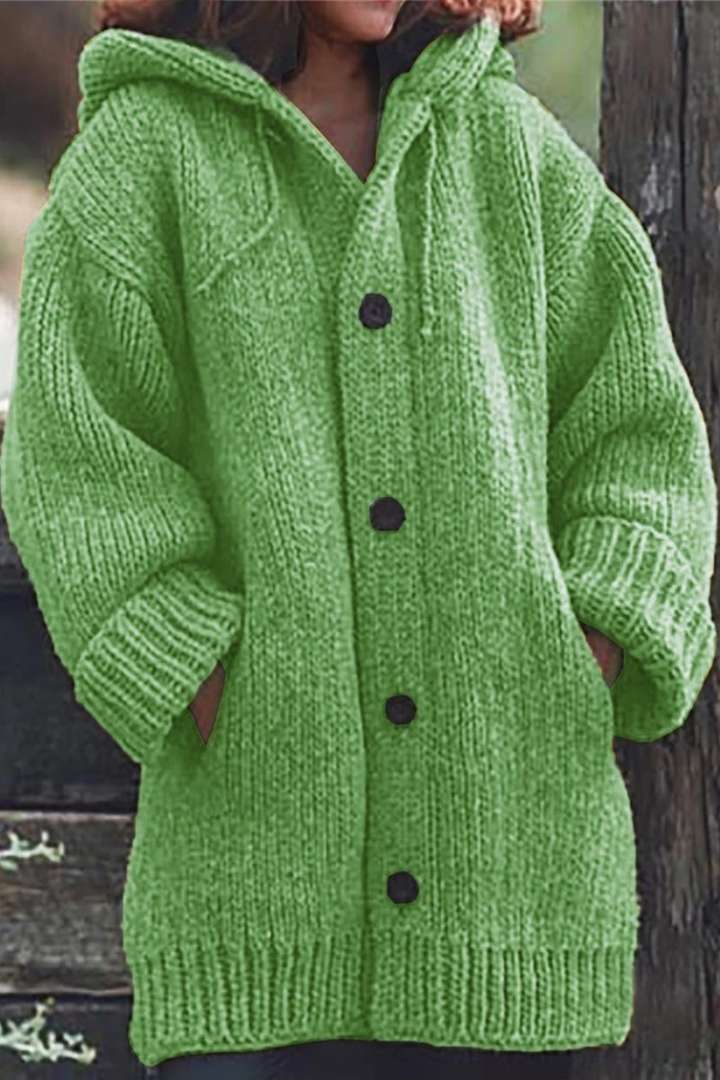 Übergroße Strickjacke mit Kapuze für Winter Damen