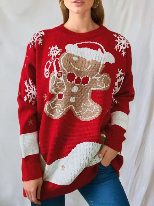 Weihnachtspullover mit Lebkuchenmann-Design für Damen