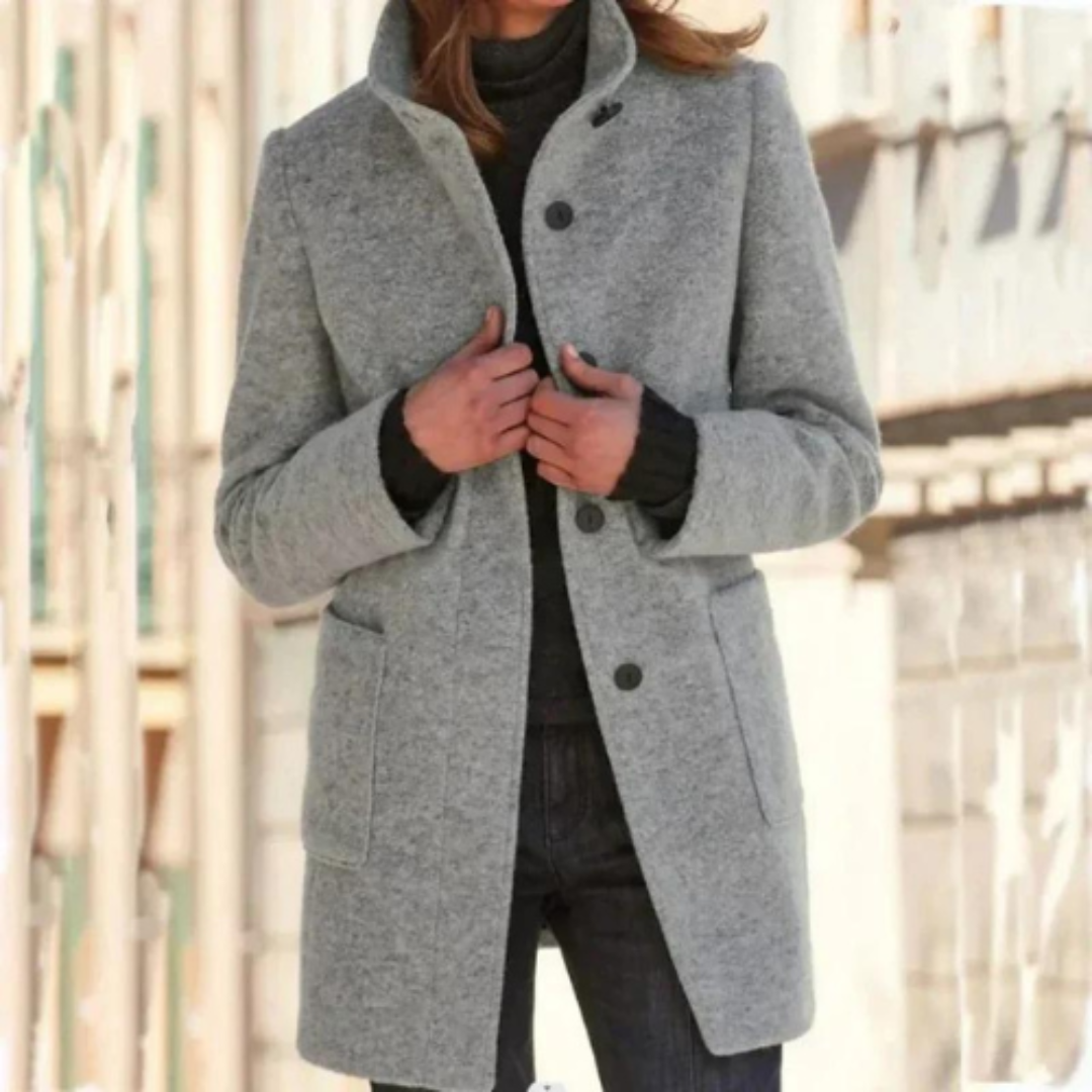 Klassischer Langer Mantel mit Knöpfen für Winter Damen