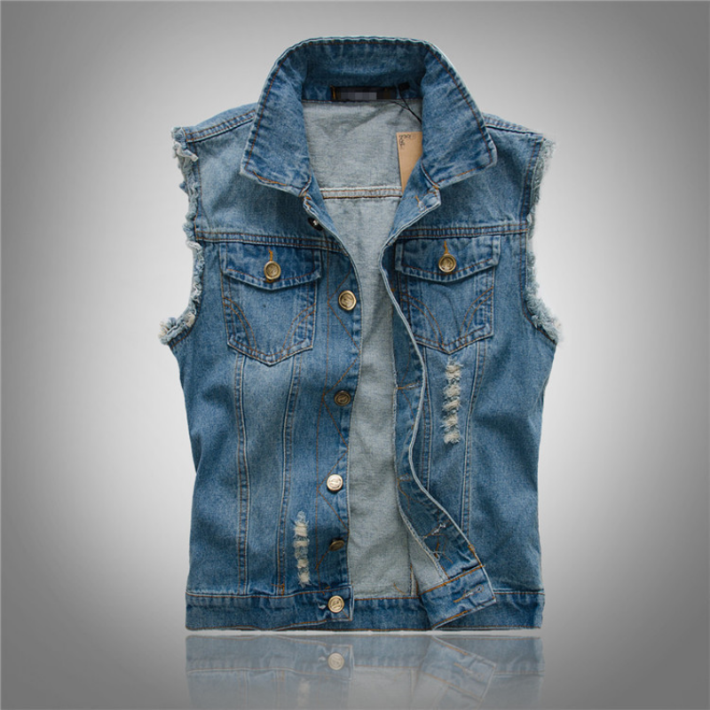 Denim Weste Mit Goldknöpfen Für Herren Winter