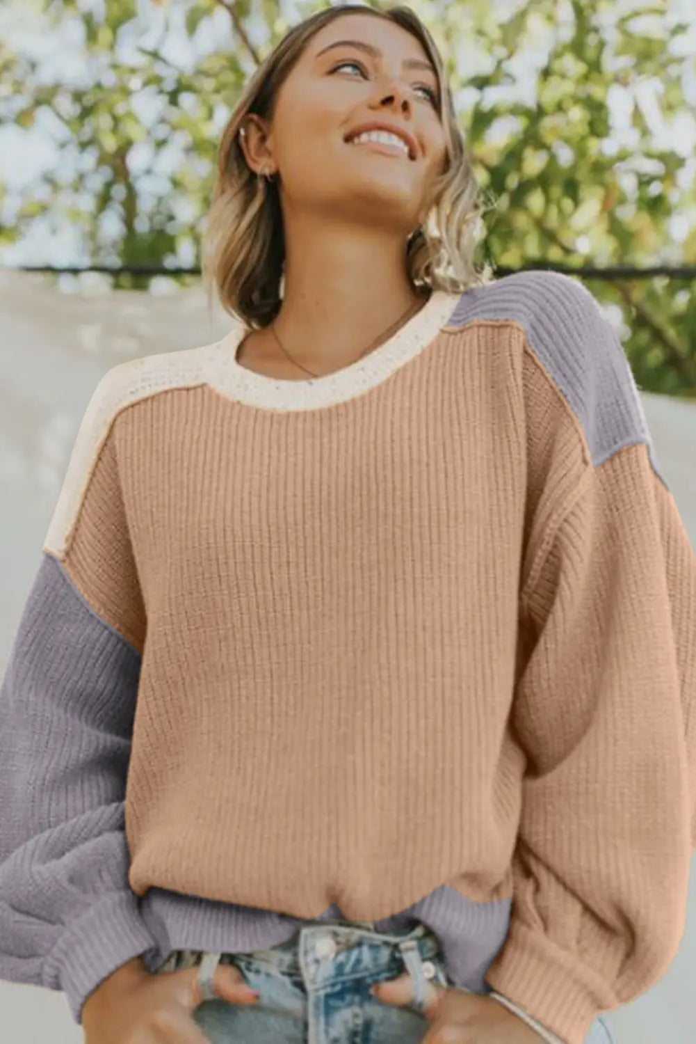 Gerippter Strickpullover für Gemütliche Winter Damen