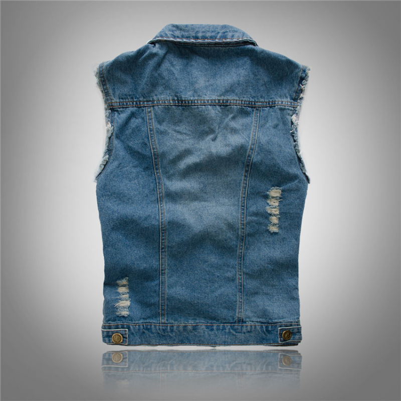 Denim Weste Mit Goldknöpfen Für Herren Winter