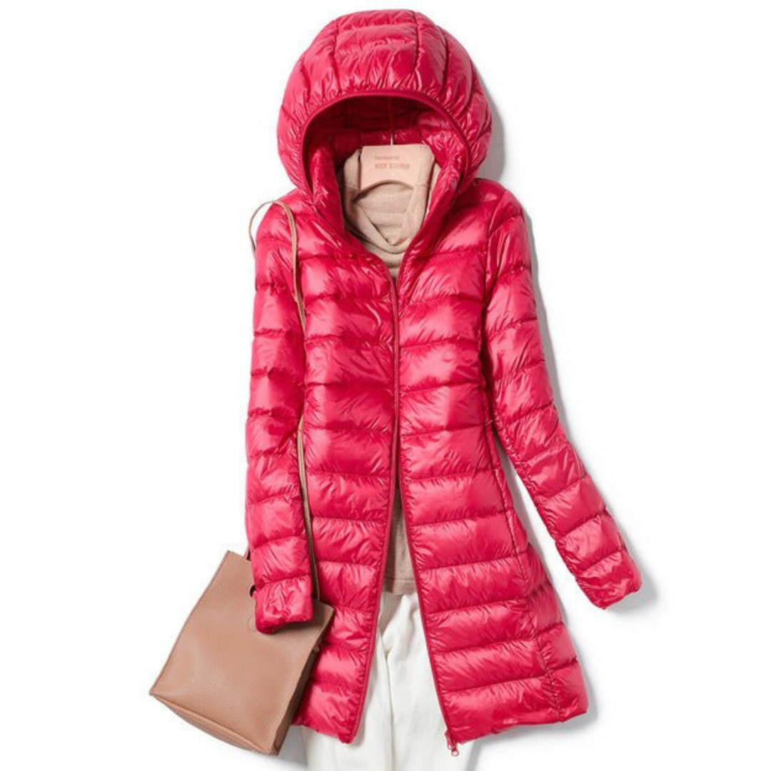 Langer Gesteppt Puffer Mantel Mit Kapuze Für Damen