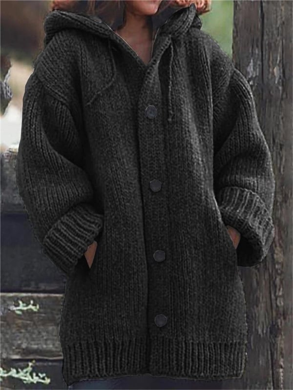 Übergroße Strickjacke mit Kapuze für Winter Damen