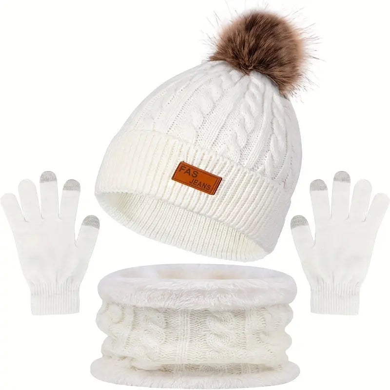Mützen- und Handschuhset Für Winterwärme Für Damen