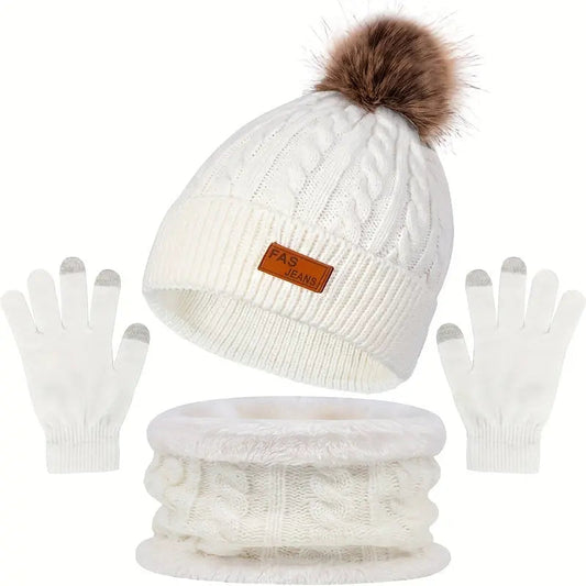 Mützen- und Handschuhset Für Winterwärme Für Damen