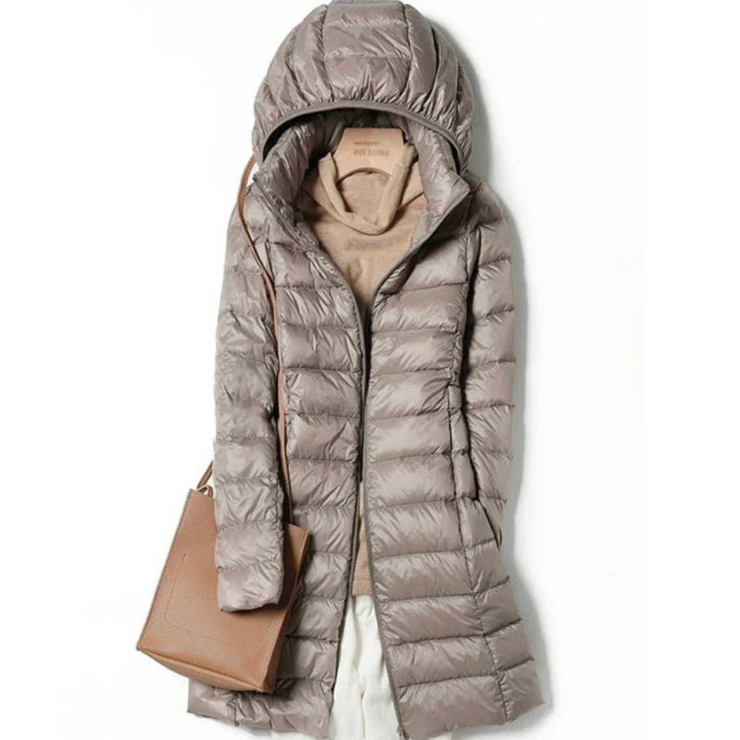 Langer Gesteppt Puffer Mantel Mit Kapuze Für Damen