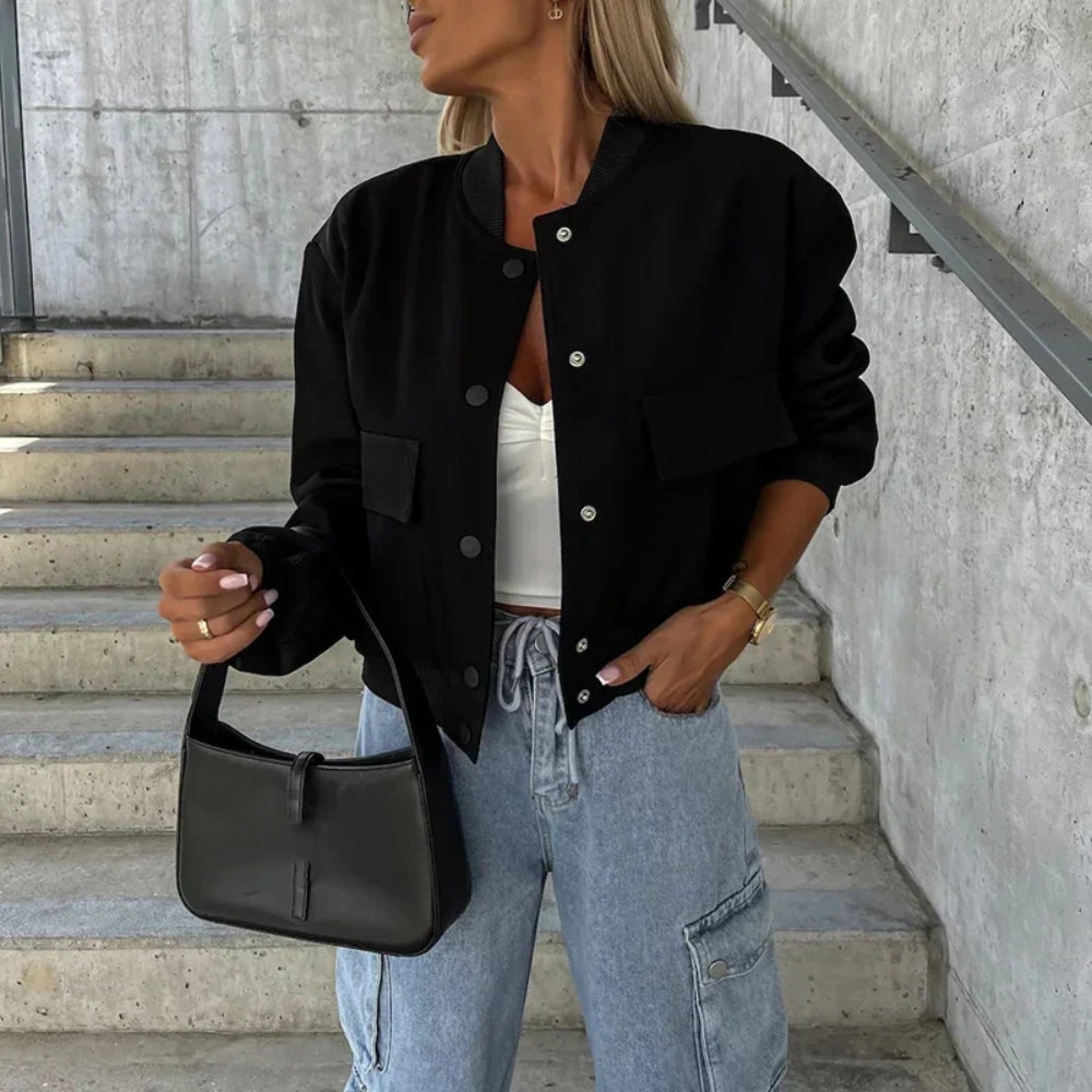 Minimalistische Jacke mit Knöpfen Damen