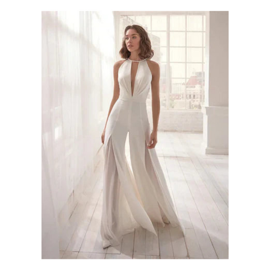 Damen Jumpsuit Kleid mit Neckholder für besondere Anlässe