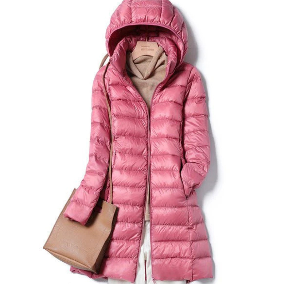 Langer Gesteppt Puffer Mantel Mit Kapuze Für Damen