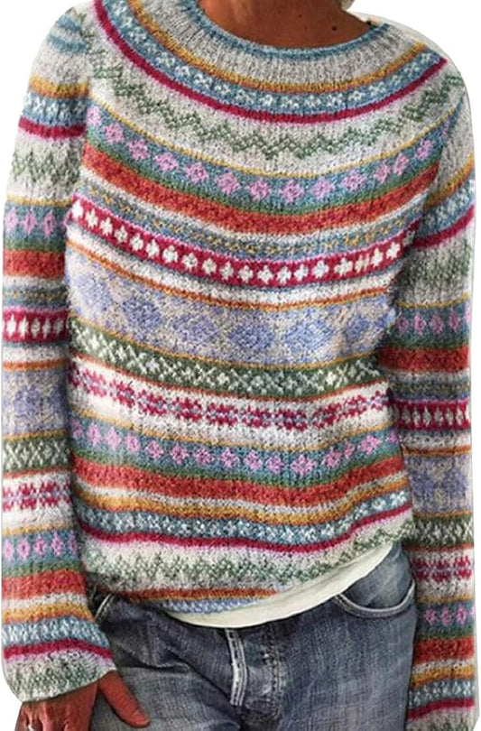 Klassischer Strickpullover Mit Muster Für Damen