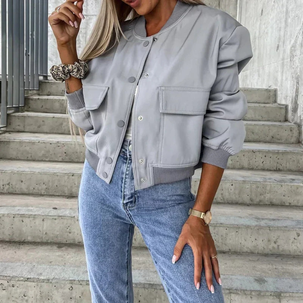 Minimalistische Jacke mit Knöpfen Damen