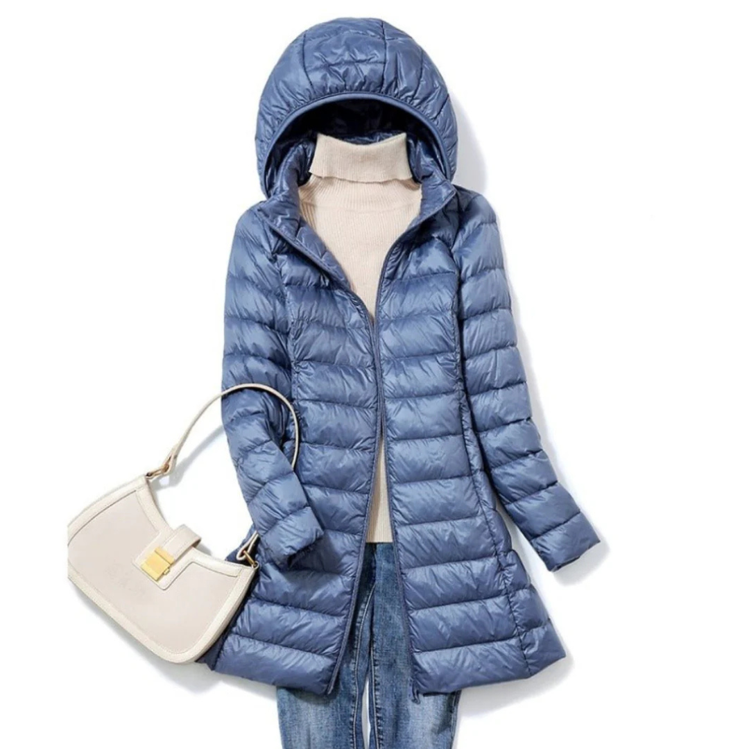 Langer Gesteppt Puffer Mantel Mit Kapuze Für Damen