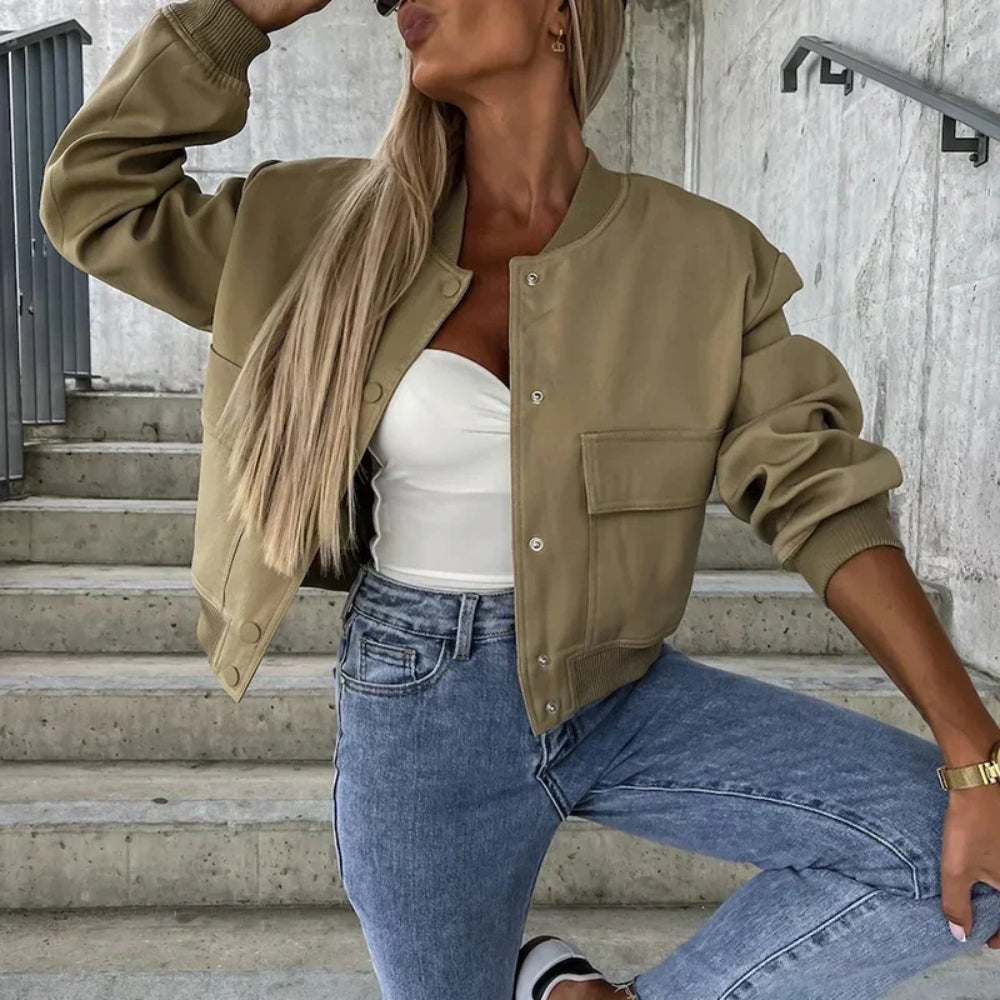 Minimalistische Jacke mit Knöpfen Damen