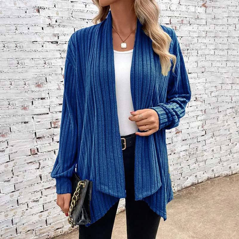 Gerippter Cardigan mit Offener Front für Damen