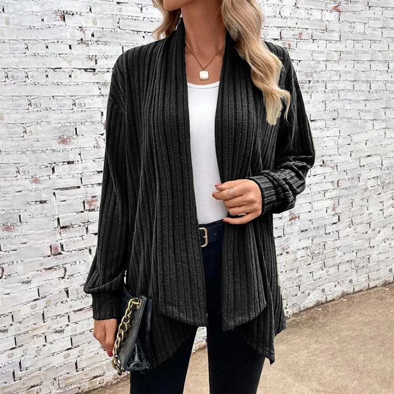 Gerippter Cardigan mit Offener Front für Damen