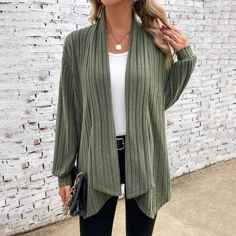 Gerippter Cardigan mit Offener Front für Damen