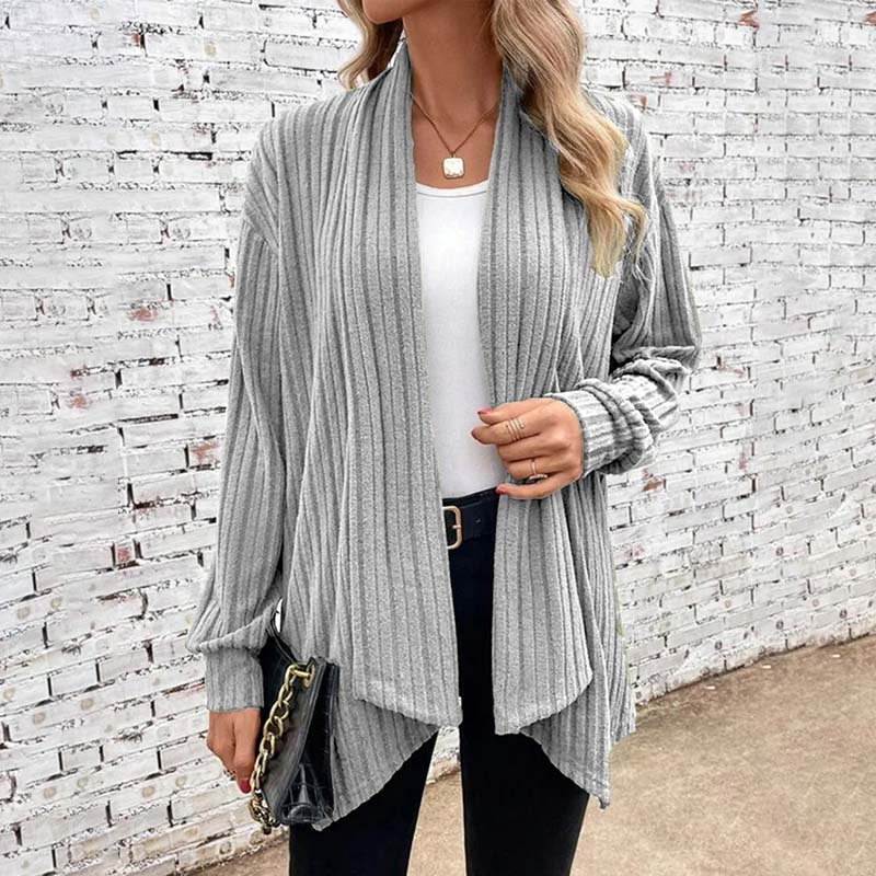 Gerippter Cardigan mit Offener Front für Damen