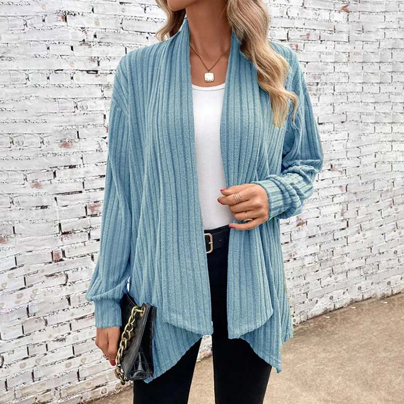 Gerippter Cardigan mit Offener Front für Damen