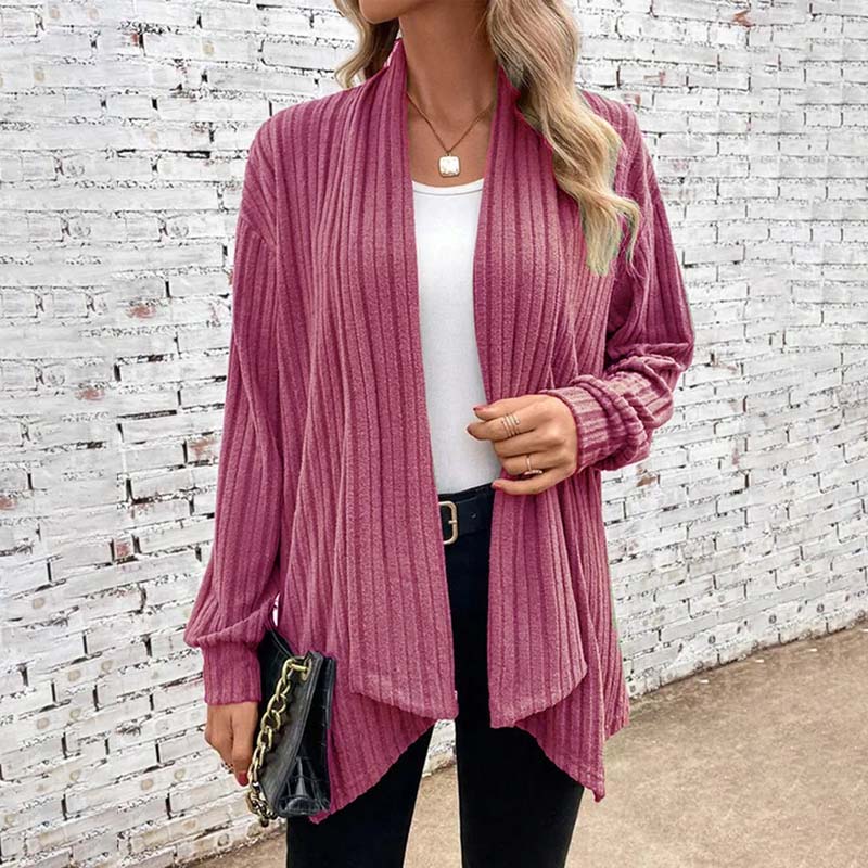 Gerippter Cardigan mit Offener Front für Damen