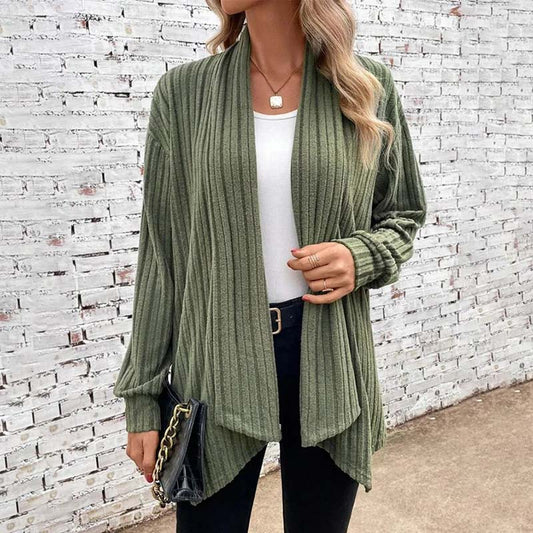 Gerippter Cardigan mit Offener Front für Damen