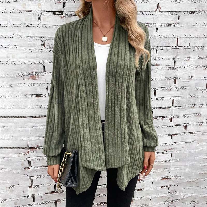 Gerippter Cardigan mit Offener Front für Damen