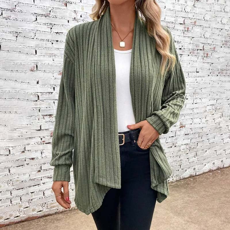 Gerippter Cardigan mit Offener Front für Damen