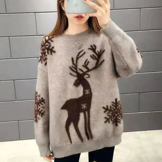 Weihnachtspullover mit Rentier-Design für Damen