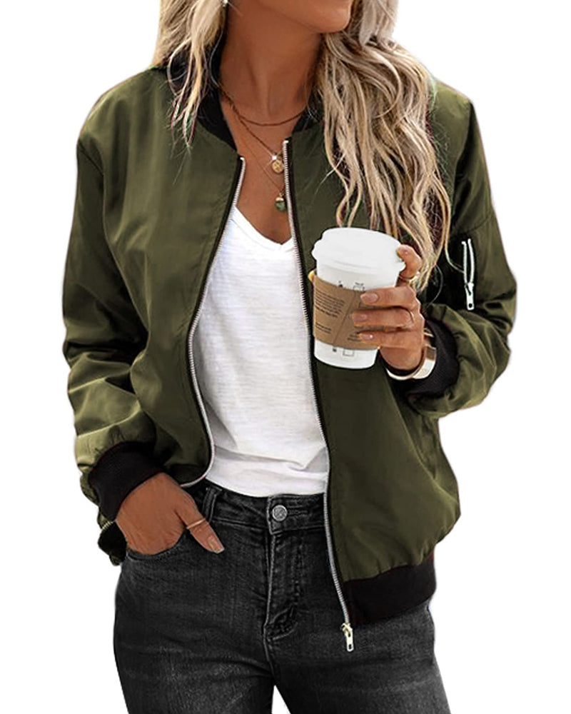Klassische Bomberjacke mit Reißverschluss Damen