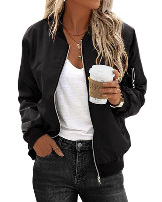 Klassische Bomberjacke mit Reißverschluss Damen