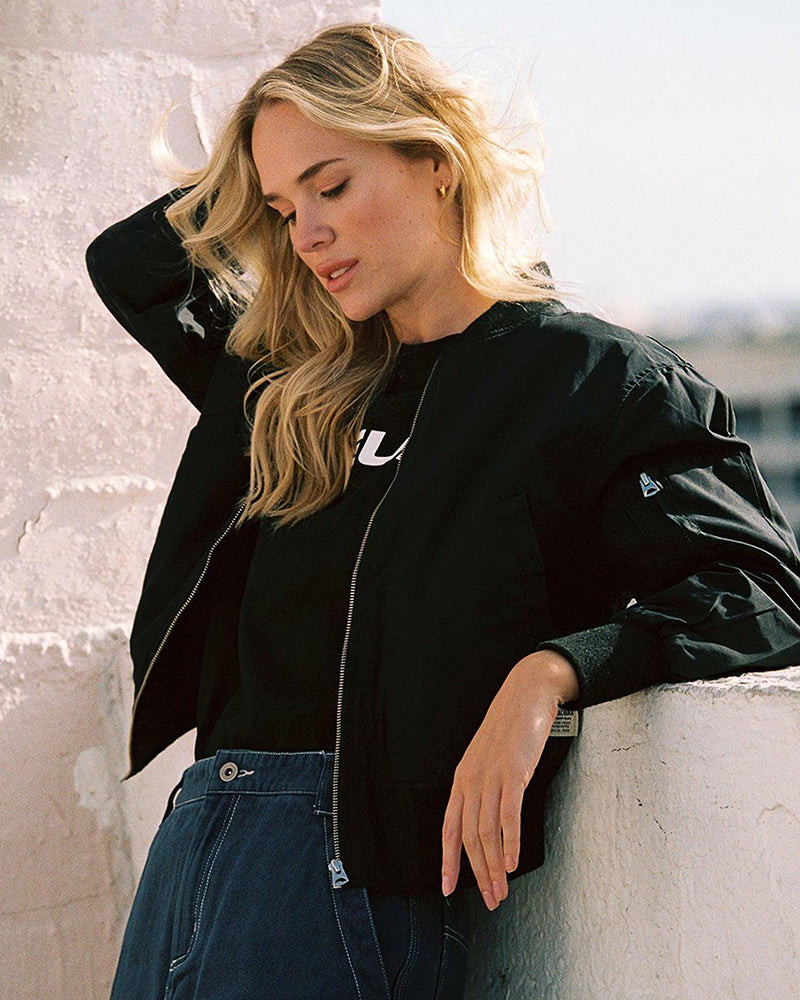 Klassische Bomberjacke mit Reißverschluss Damen