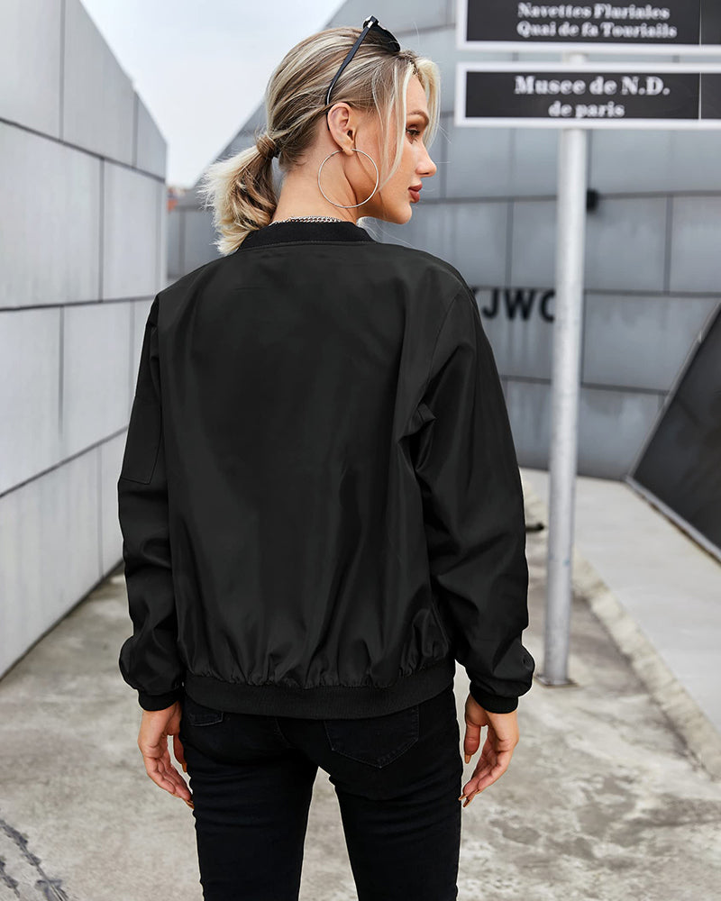 Klassische Bomberjacke mit Reißverschluss Damen