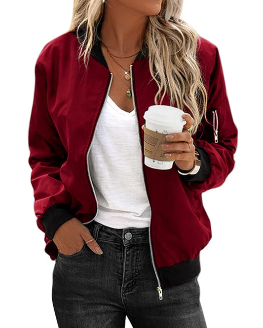 Klassische Bomberjacke mit Reißverschluss Damen