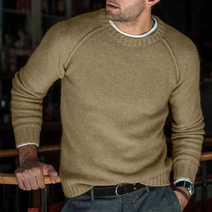 Klassischer Schlichter Rundhals Pullover für Herren Winter