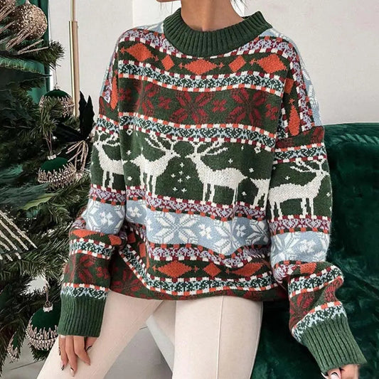 Damen Weihnachtspullover mit Rentiermuster