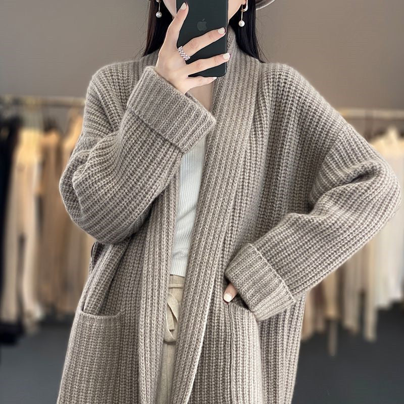 Bequeme Lange Strickjacke Mit Taschen Damen