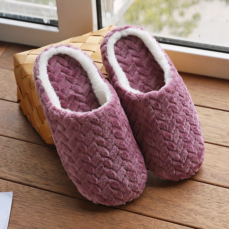 Gestrickte Plüschhausschuhe Weich Warme Hausschuhe Damen Winter