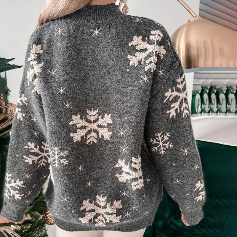 Damen Weihnachtspullover mit Schneeflocken Design