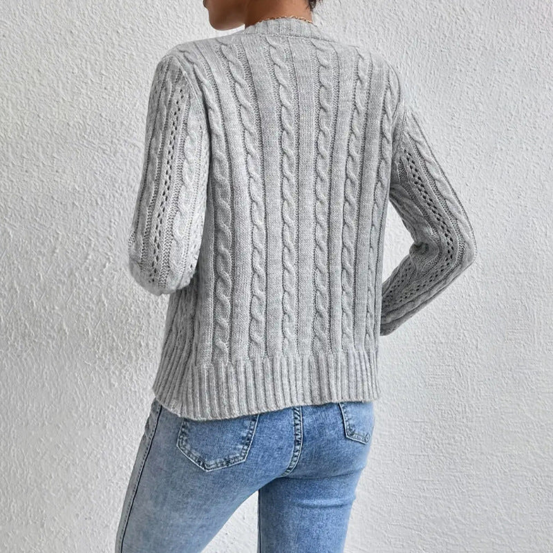 Zopfstrick Strickjacke Mit Auffälligen Knöpfen